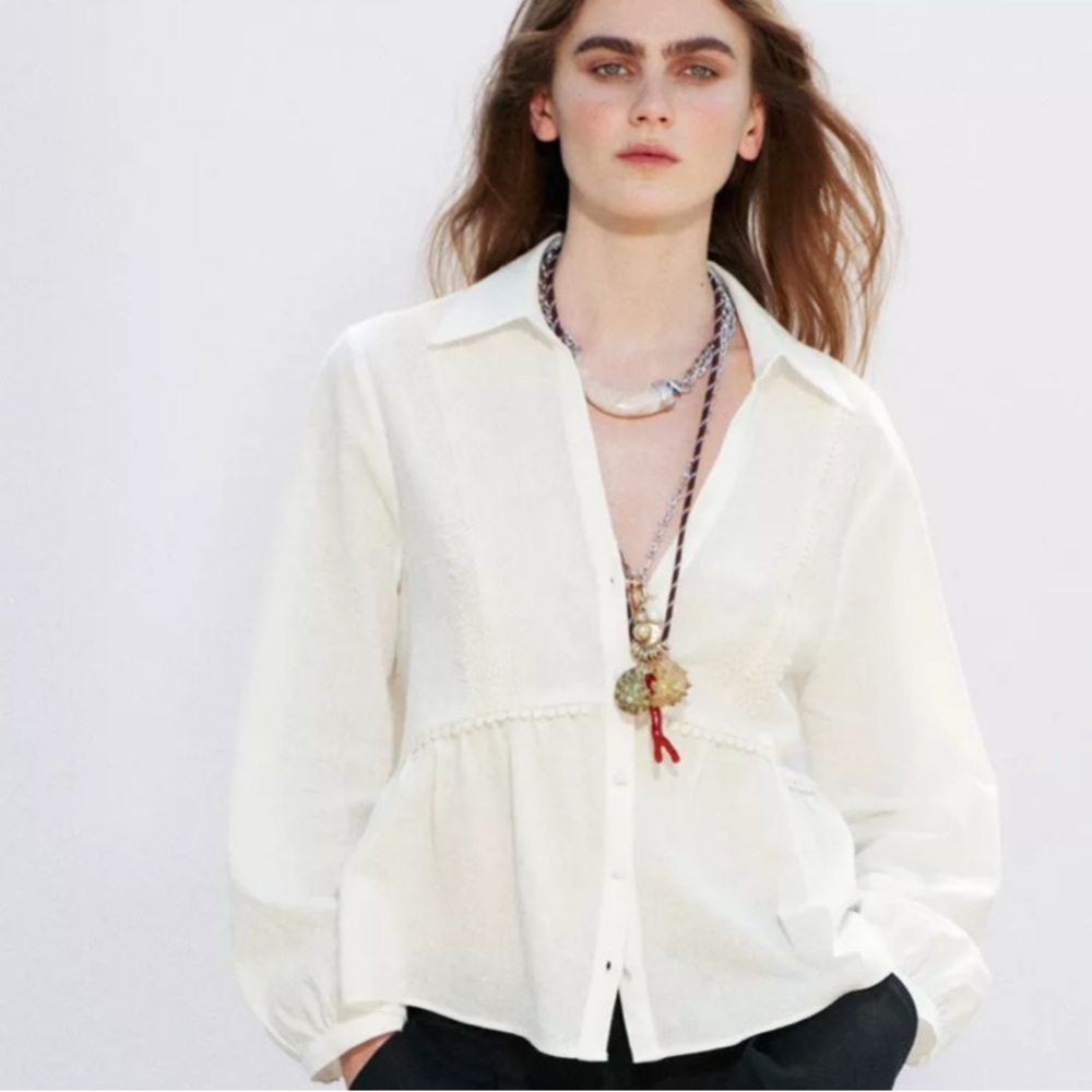 Zara Elegant White Women's Blouse